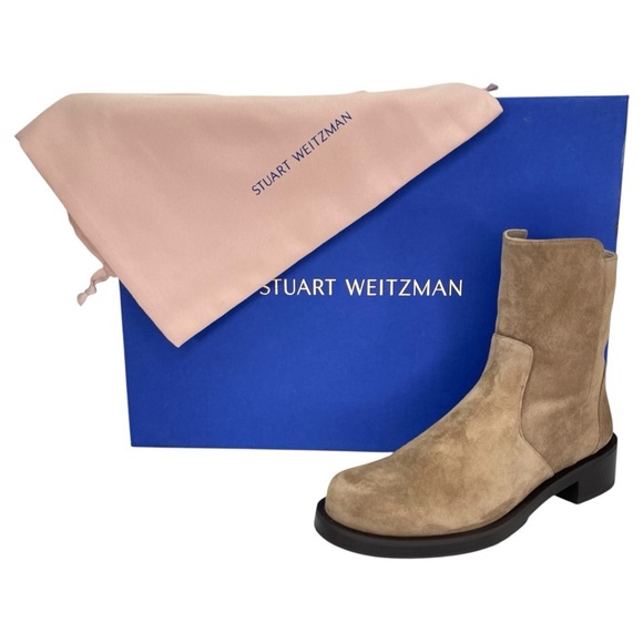 Stuart Weitzman 5050 Bold Zip Khaki Leather Womens Ankle Boots Size 9M - Picture 1 of 14